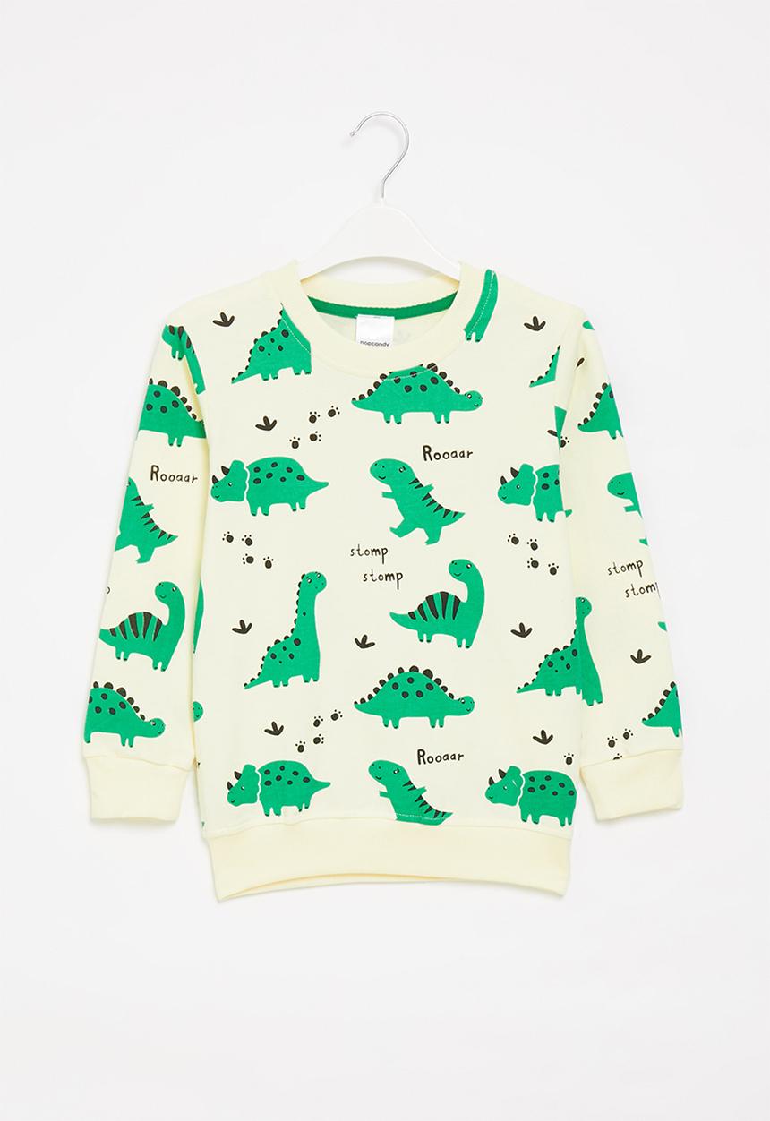 Pop Candy - Boys dino sweatshirt - cream & green
