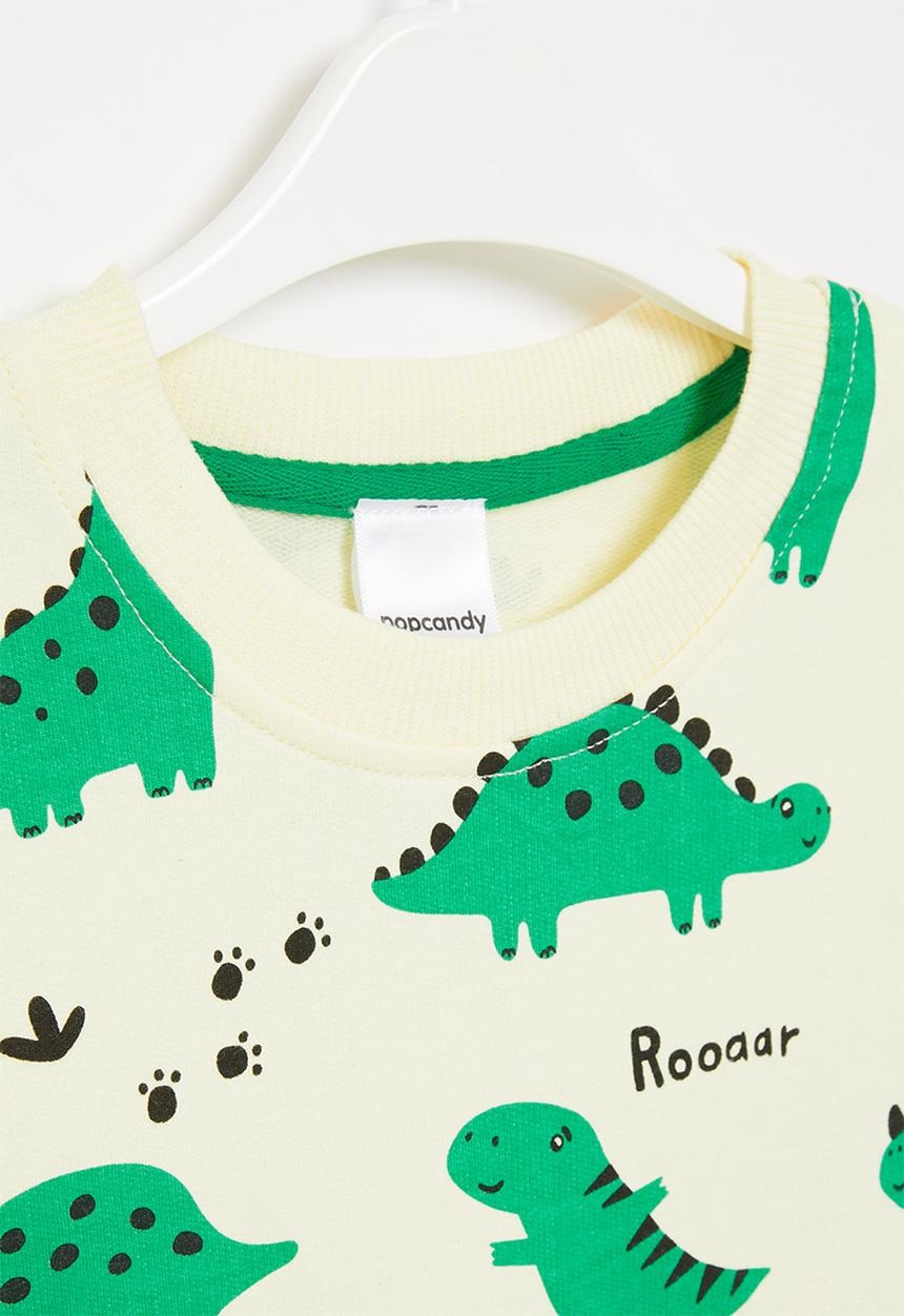 Pop Candy - Boys dino sweatshirt - cream & green