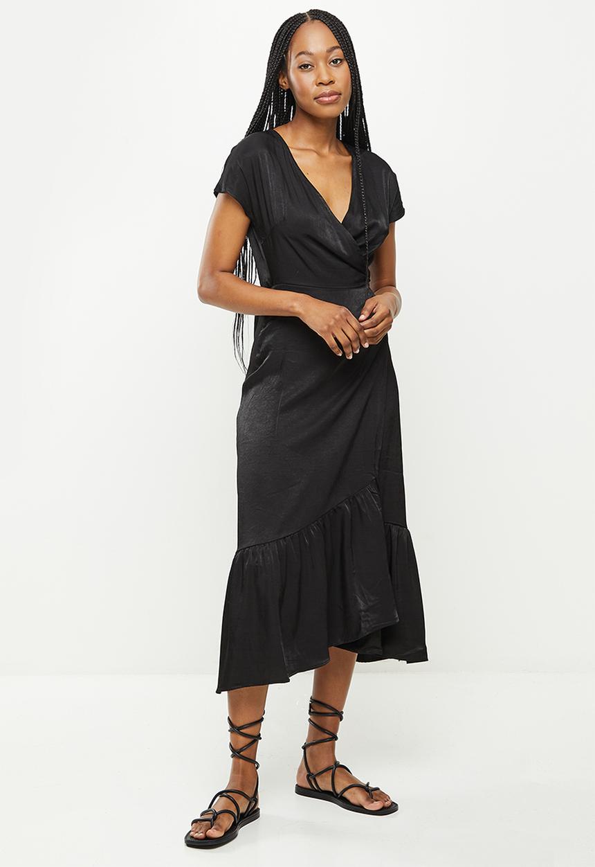 dailyfriday - Wrap midi dress - black1