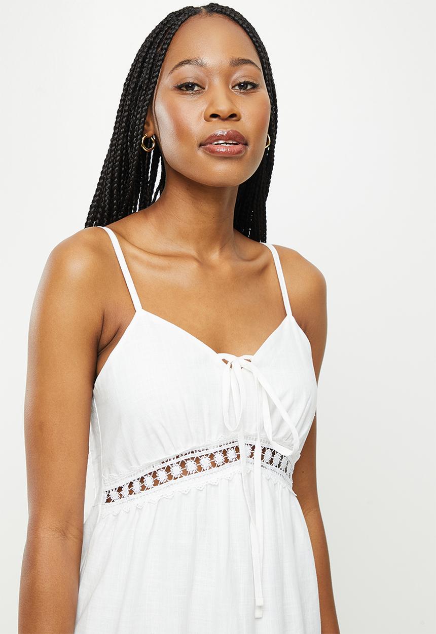 dailyfriday - Tie front strappy midi dress - white