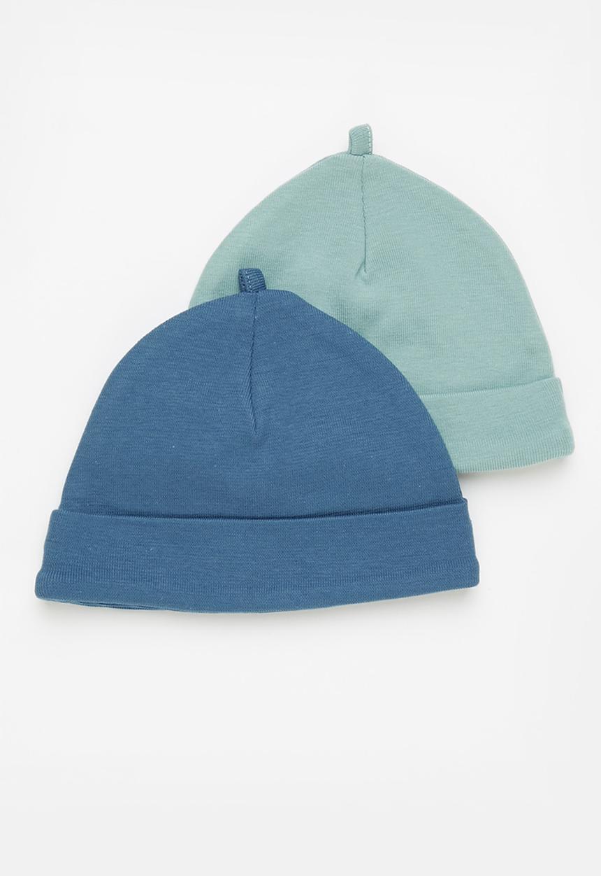 Pop Candy - Boys 2 pack beanie set - sage & blue