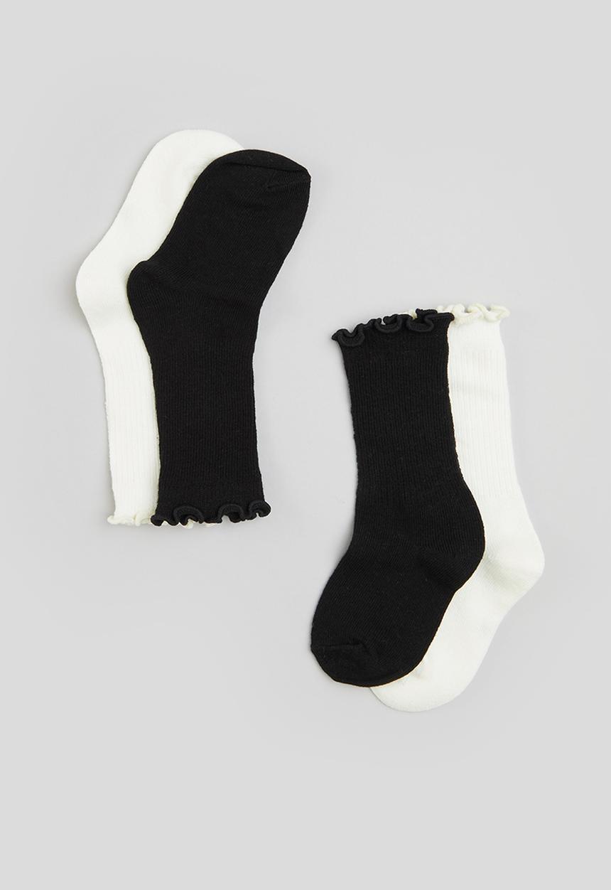 Pop Candy - Girls 2 pack socks - white & black