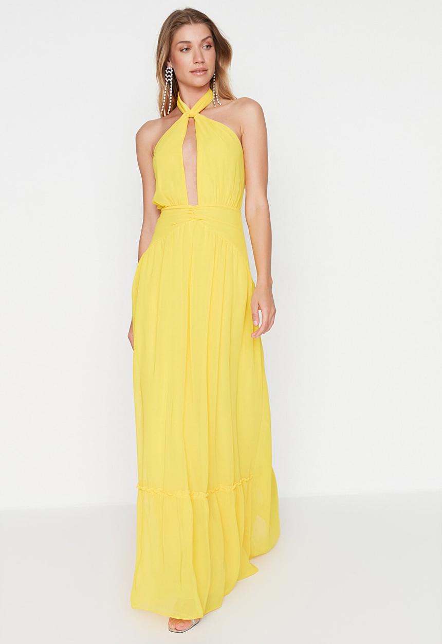 Trendyol - Flowy maxi dress - yellow 