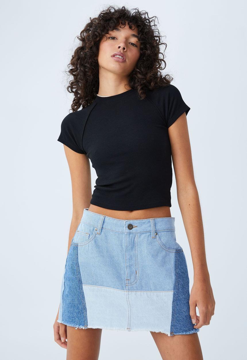 Cotton On - Amber raglan short sleeve tee - black