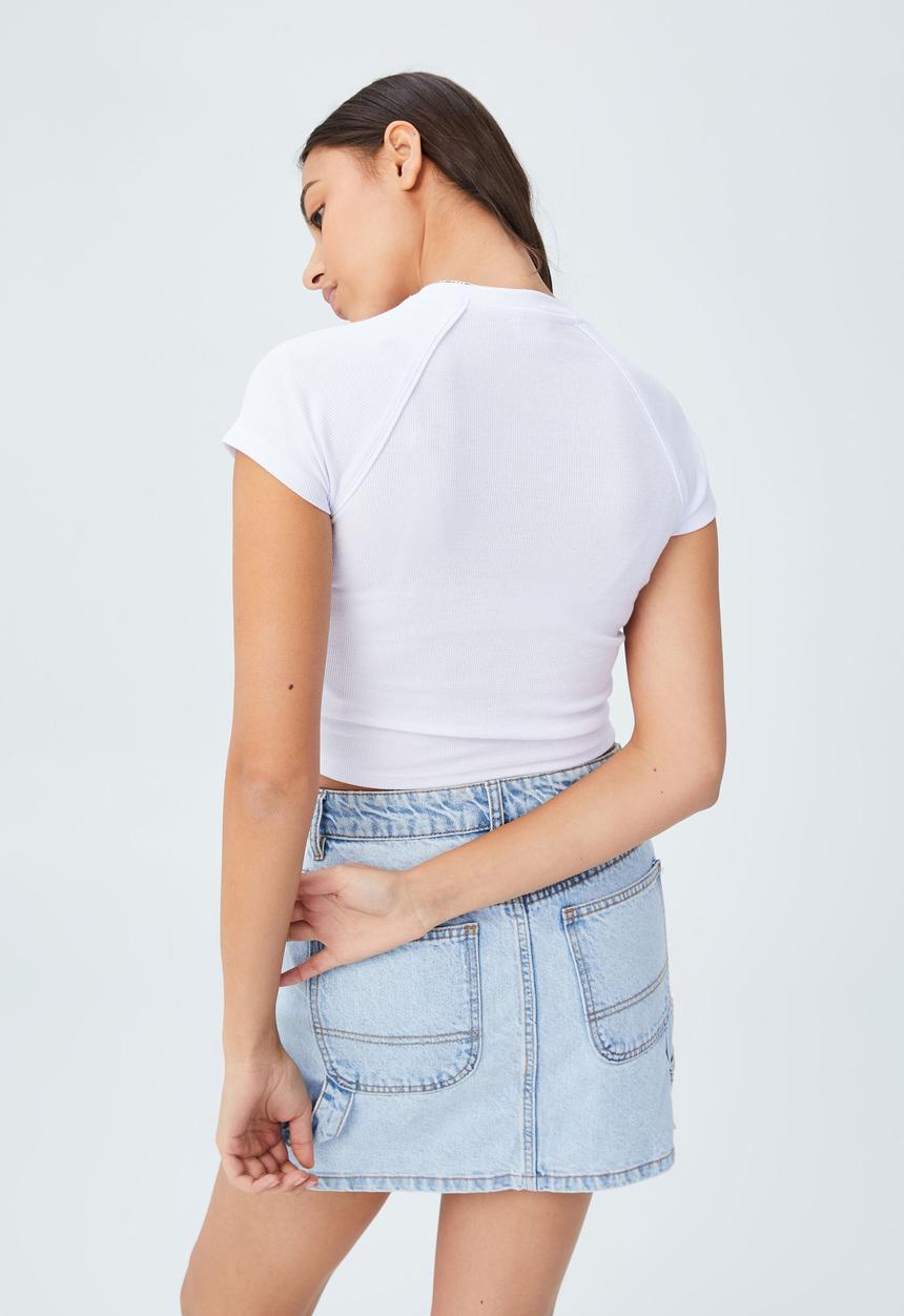 Cotton On - Amber raglan short sleeve tee - white