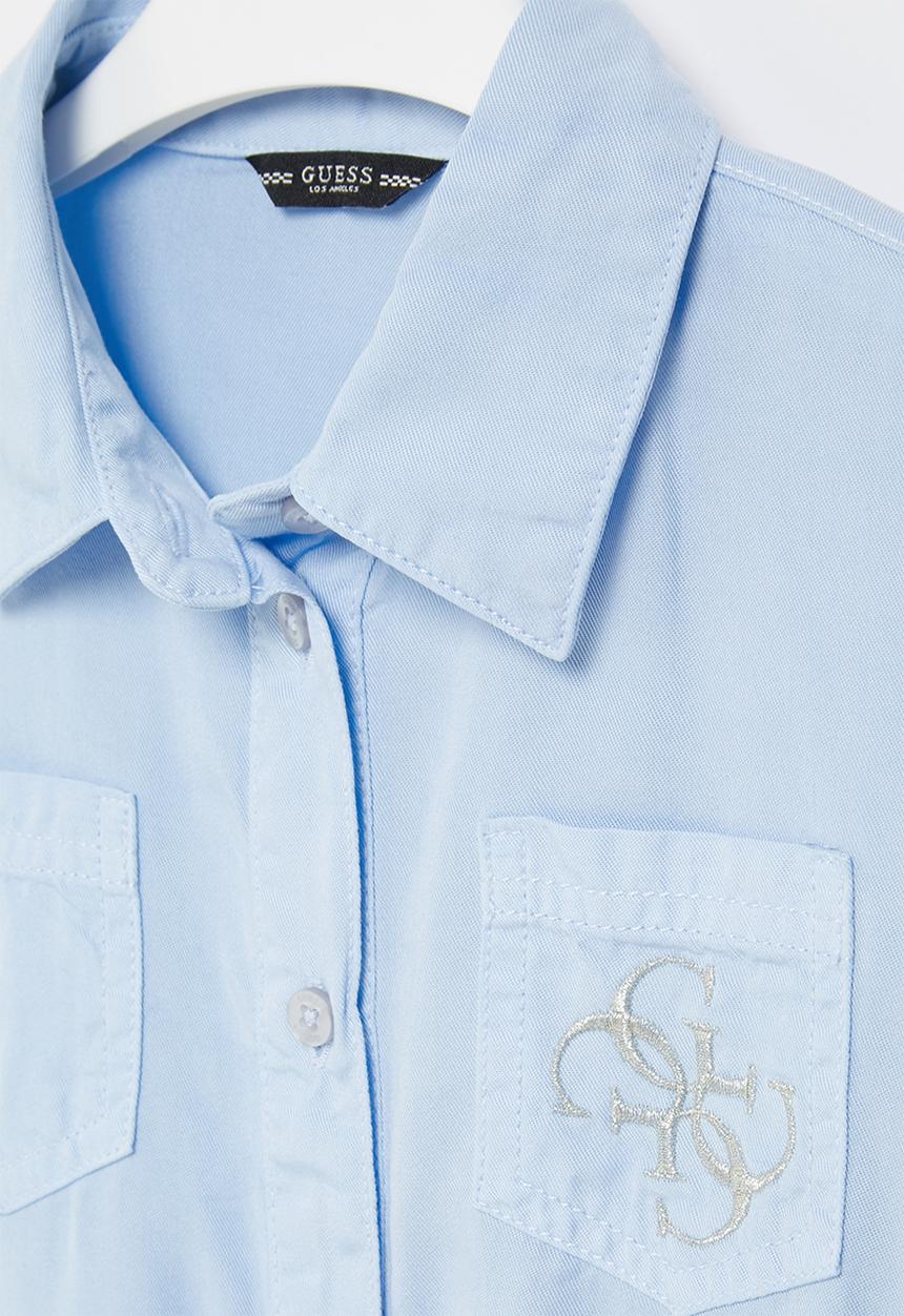 GUESS - Kids tencel twill adjust long sleeve dress - blue