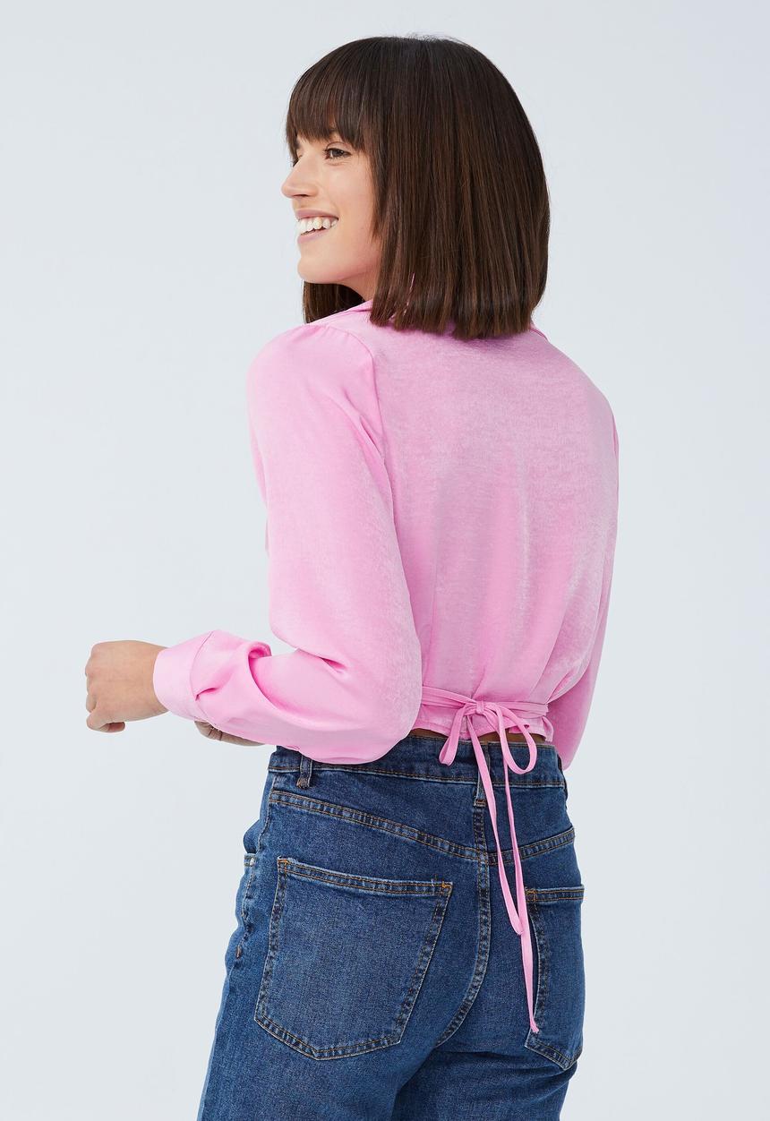 Cotton On - Cropped wrap shirt - joy pink