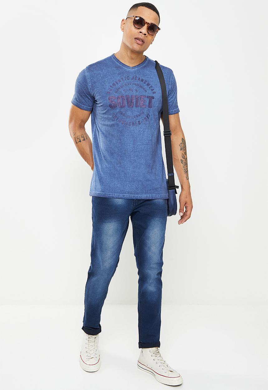 SOVIET - M klay short sleeve fashion tee  - blue