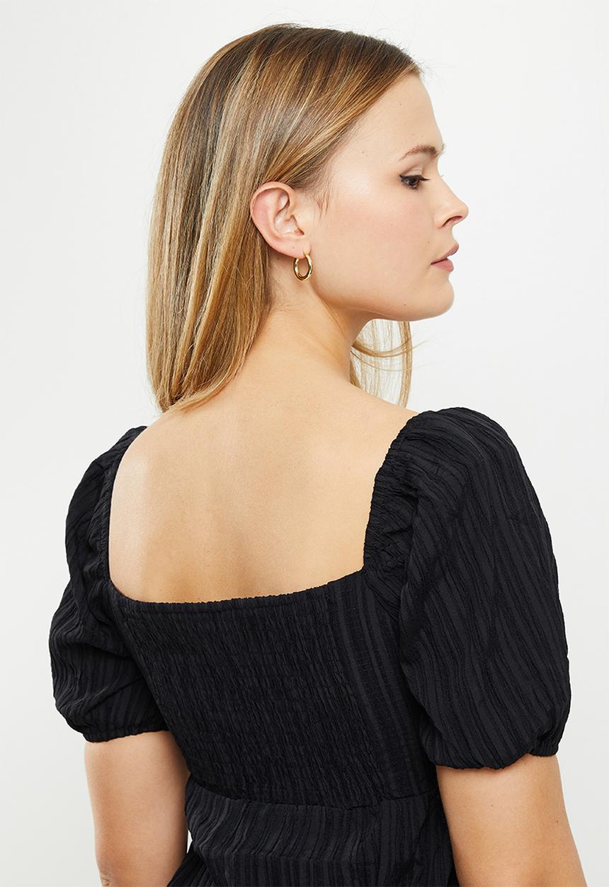 Glamorous - Textured short sleeve blouse - black