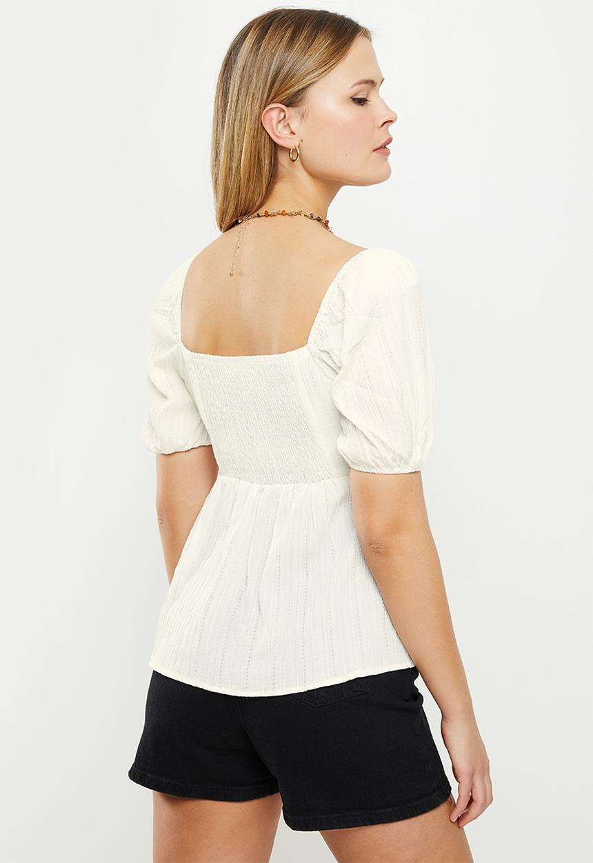 Glamorous - Textured short sleeve blouse - white