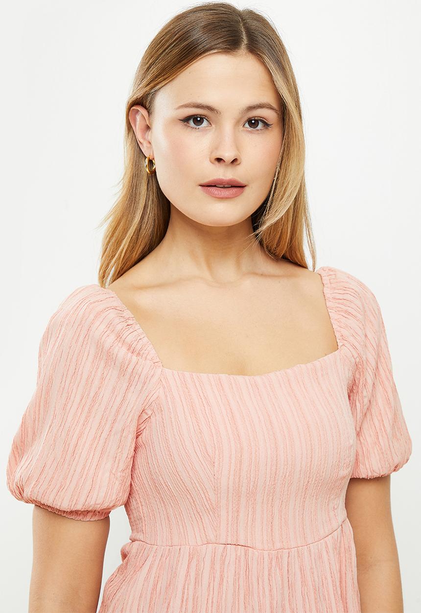 Glamorous - Textured short sleeve blouse - pink