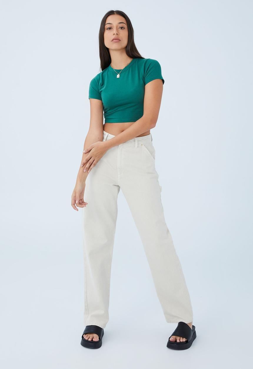 Cotton On - Micro crop tee - scholar green