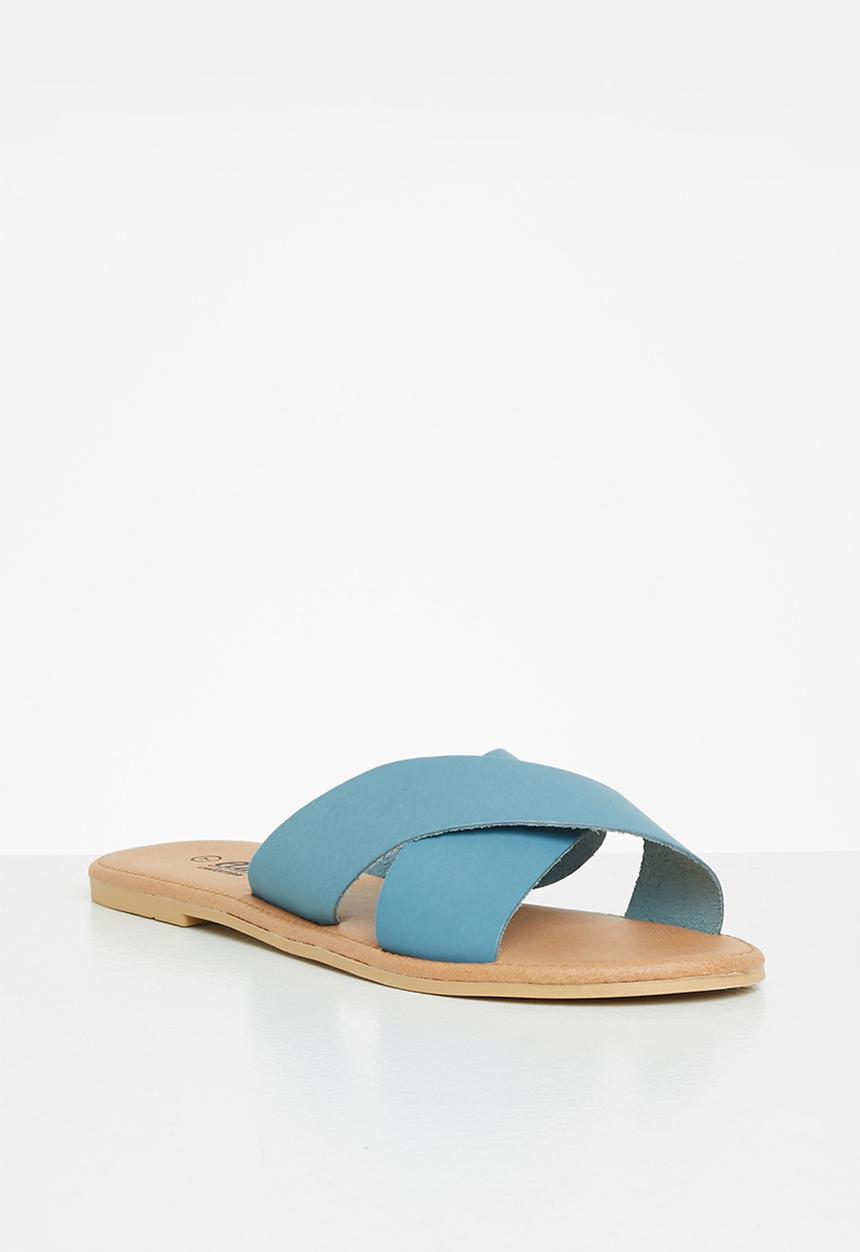 edit - Jenny cross strap leather slide - blue