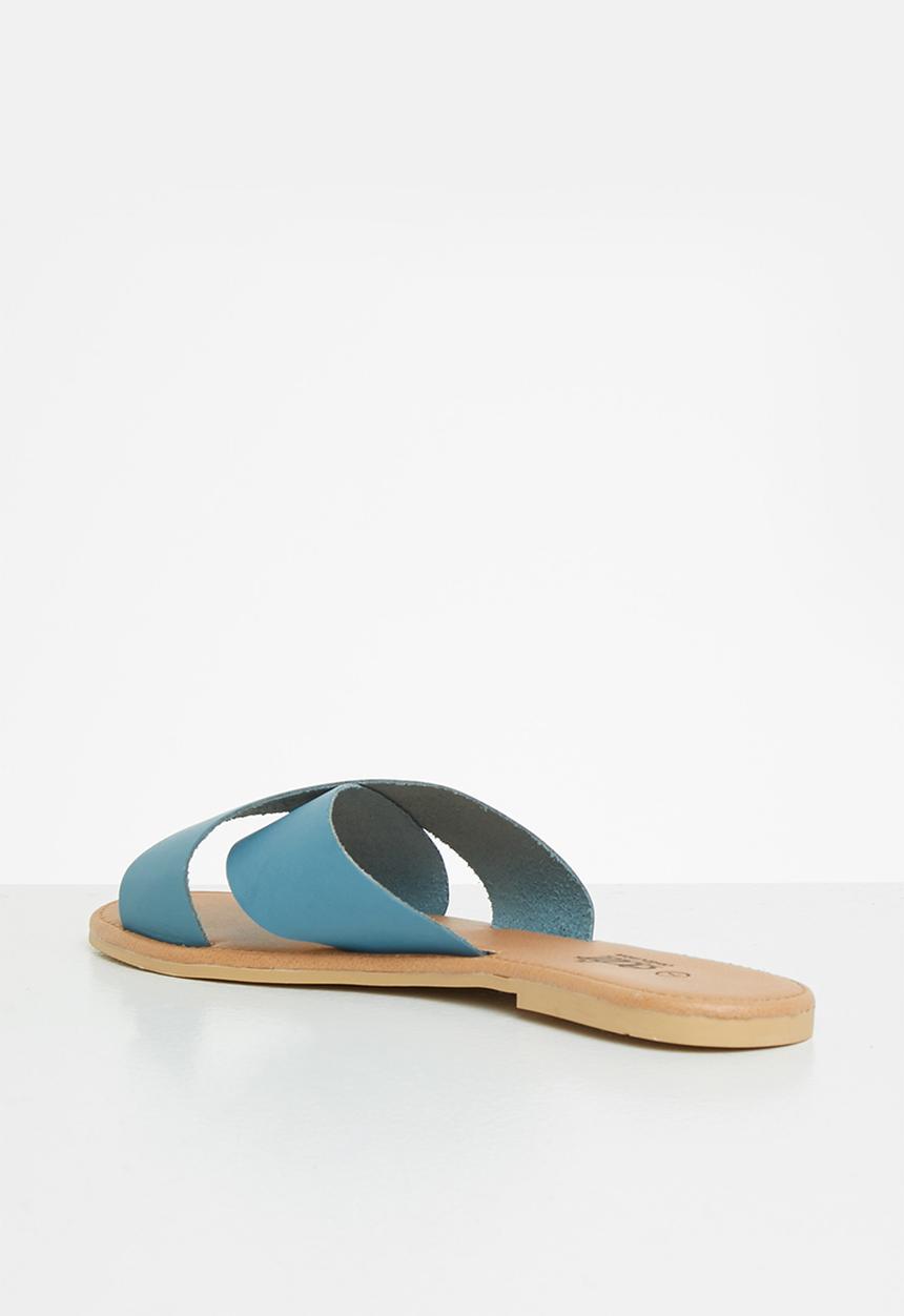 edit - Jenny cross strap leather slide - blue