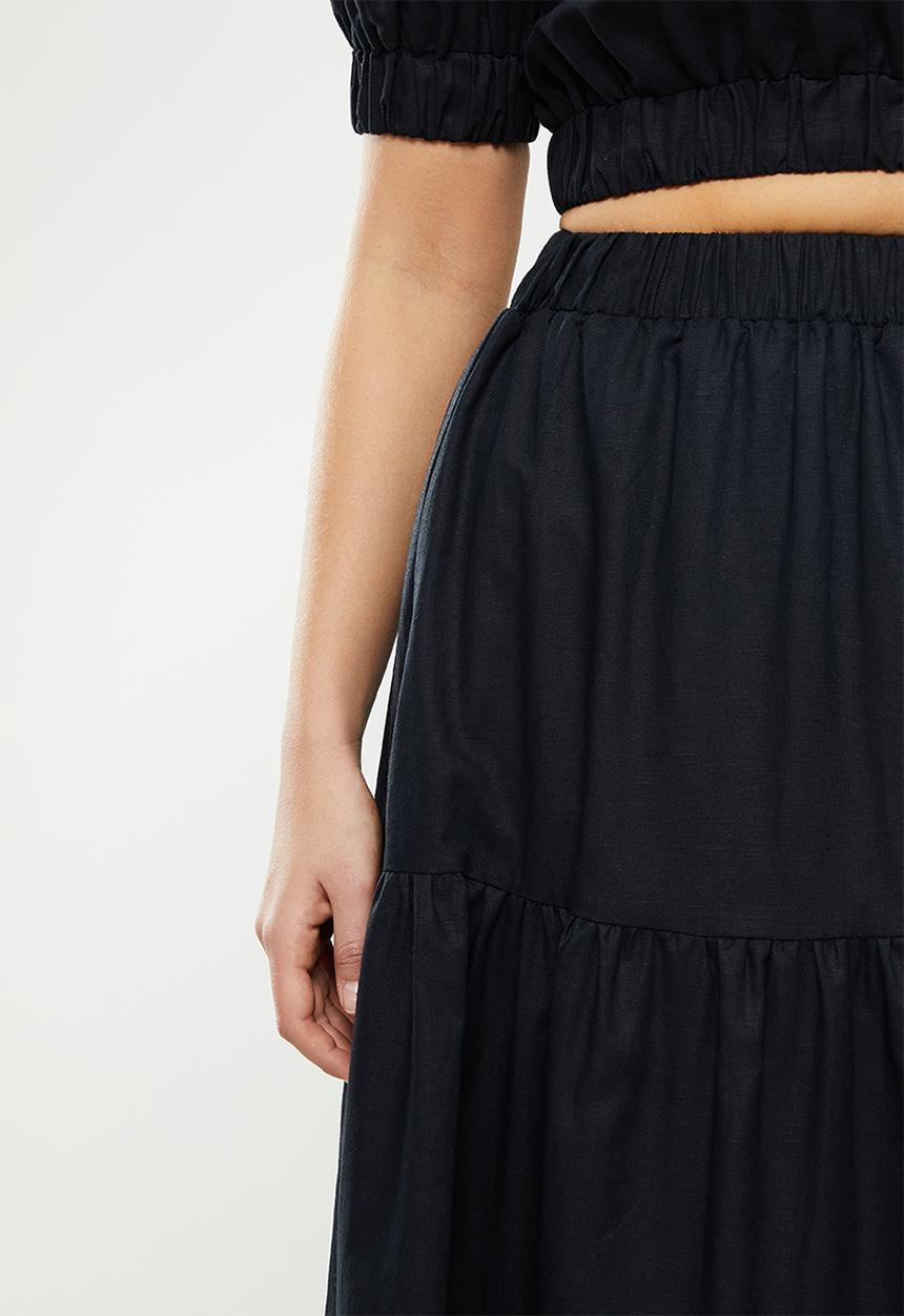 Glamorous - Tiered midi skirt co-ord - black