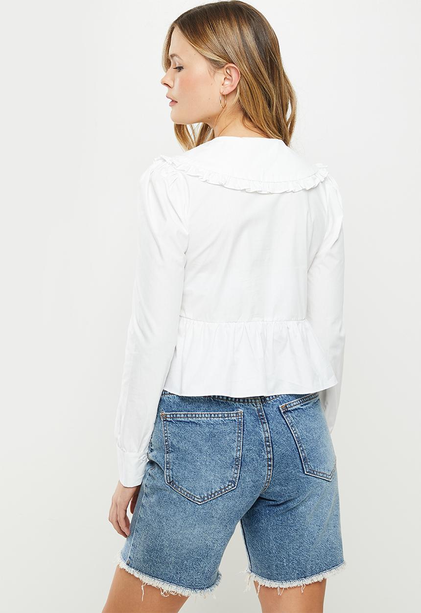 Glamorous - Oversized collar tiered shirt - white