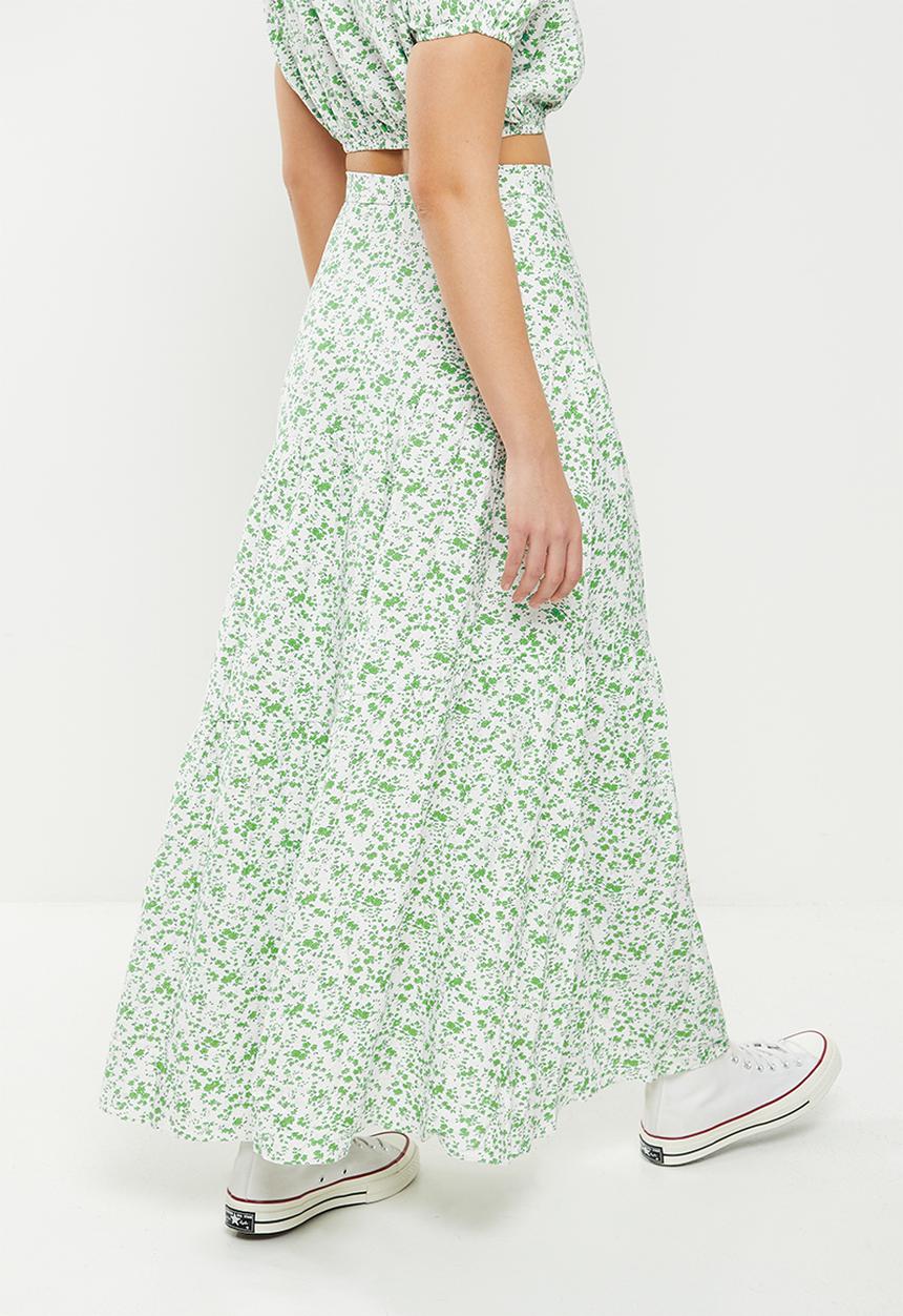 Glamorous - Ditsy print maxi skirt co-ord - green