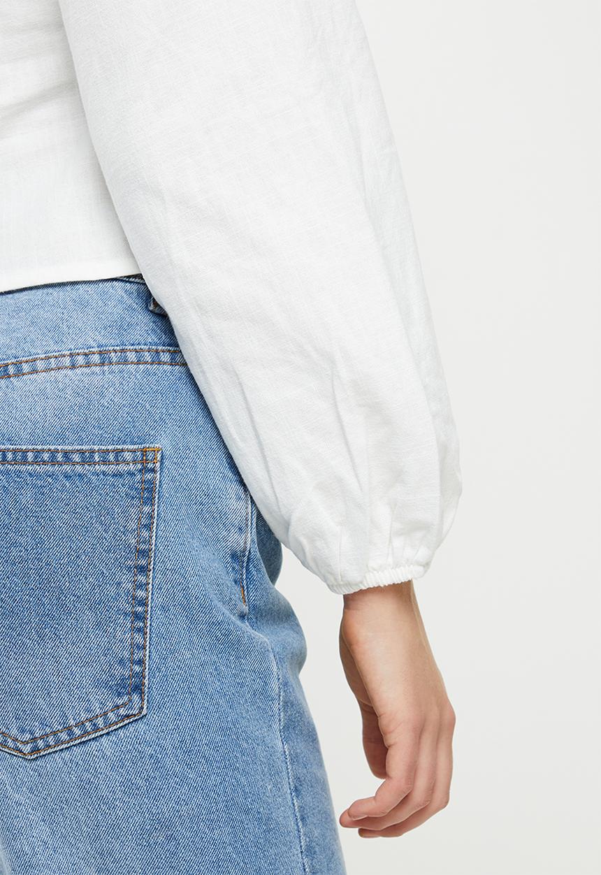 Glamorous - Linen button down corset blouse - white