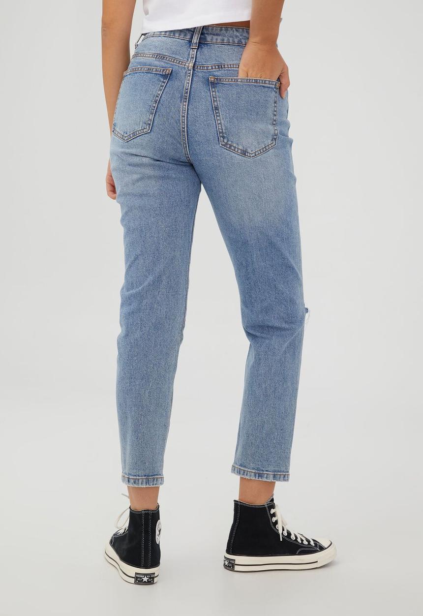Cotton On - Stretch mom jean - rain blue rip