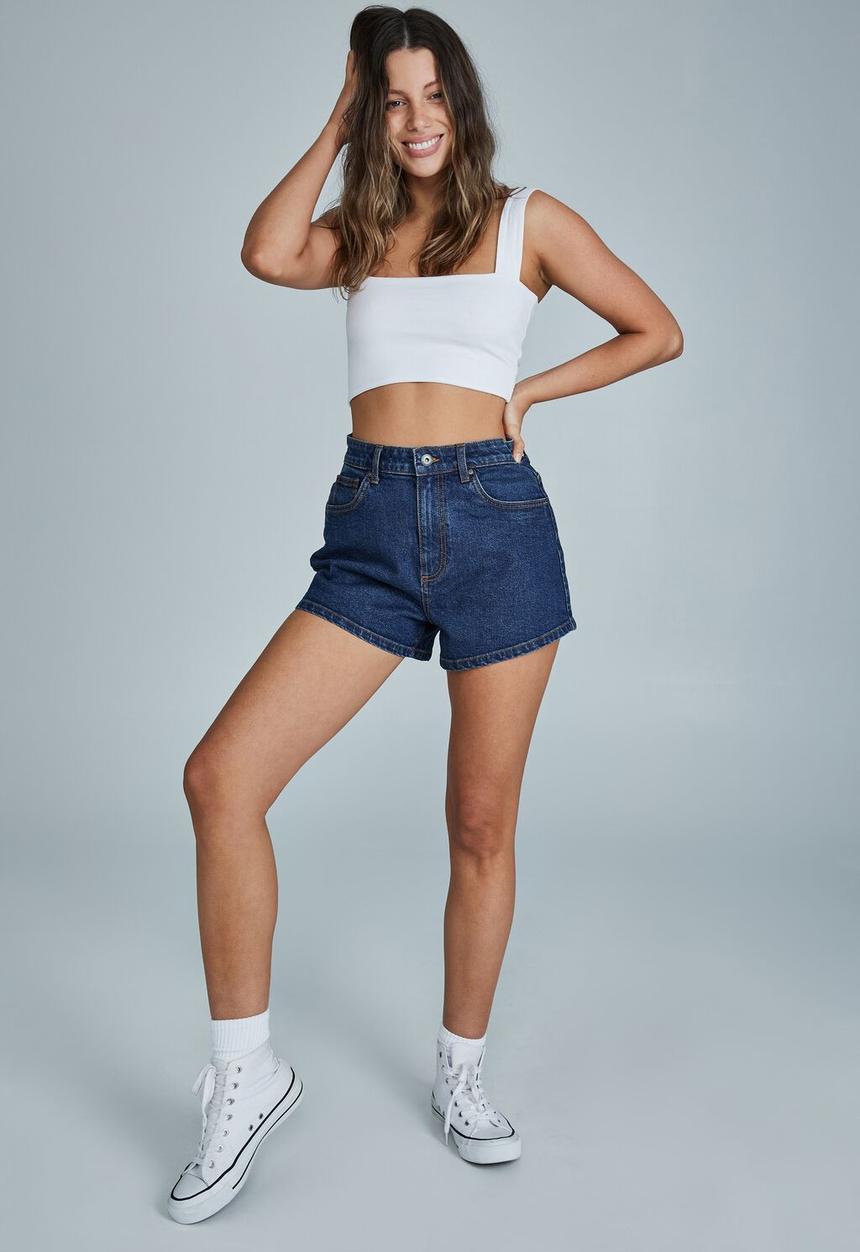 Cotton On - Stretch a-line denim short - cape blue