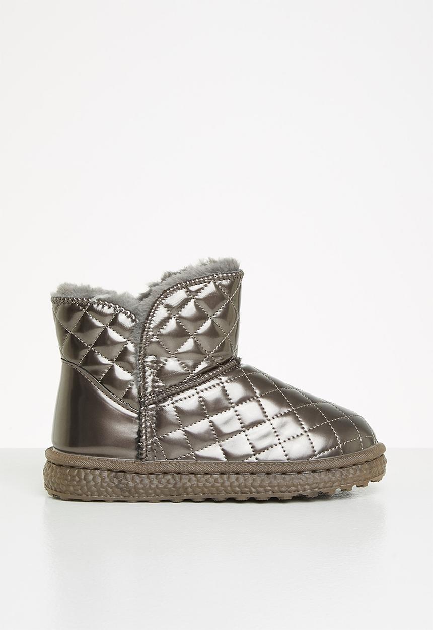 Pop Candy - Girls quilted boot - silver