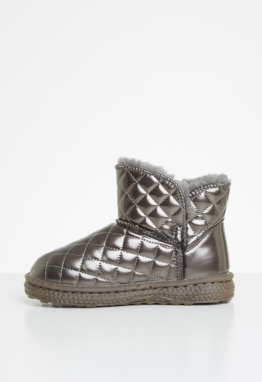 Pop Candy - Girls quilted boot - silver