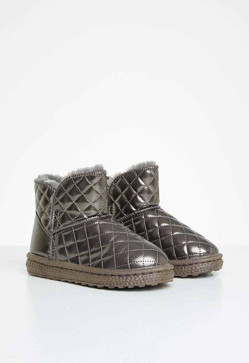 Pop Candy - Girls quilted boot - silver