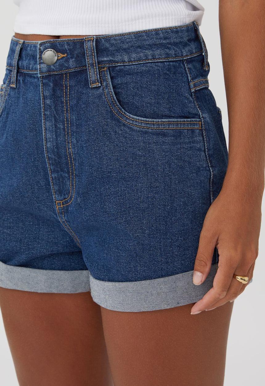 Cotton On - High rise classic stretch denim short - cape blue