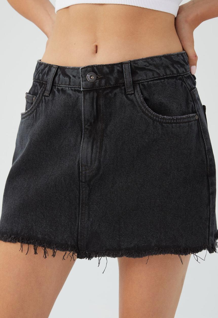 Cotton On - Denim micro mini skirt - graphite black
