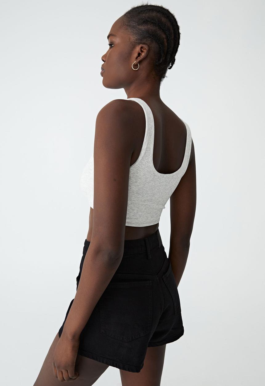 Cotton On - The organic rib micro tank - light grey  marle