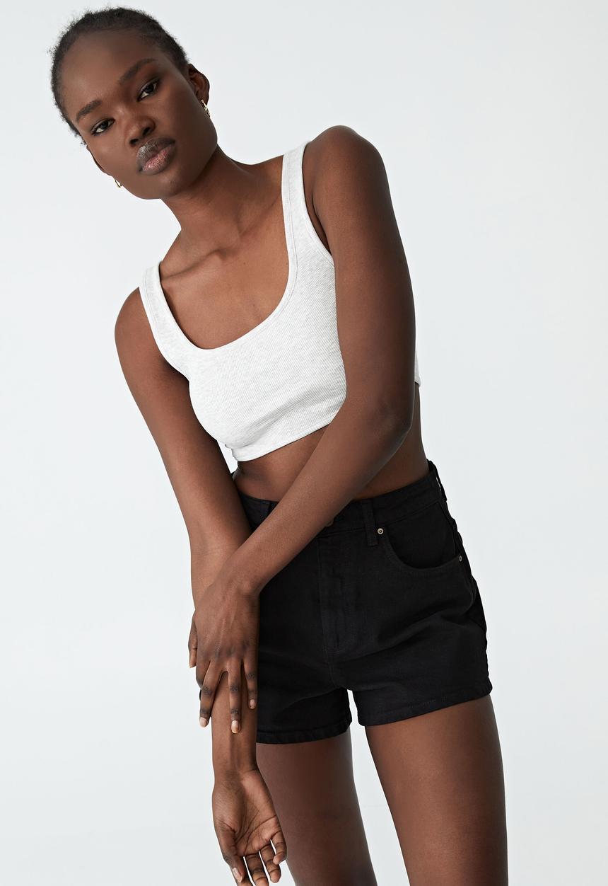 Cotton On - The organic rib micro tank - light grey  marle