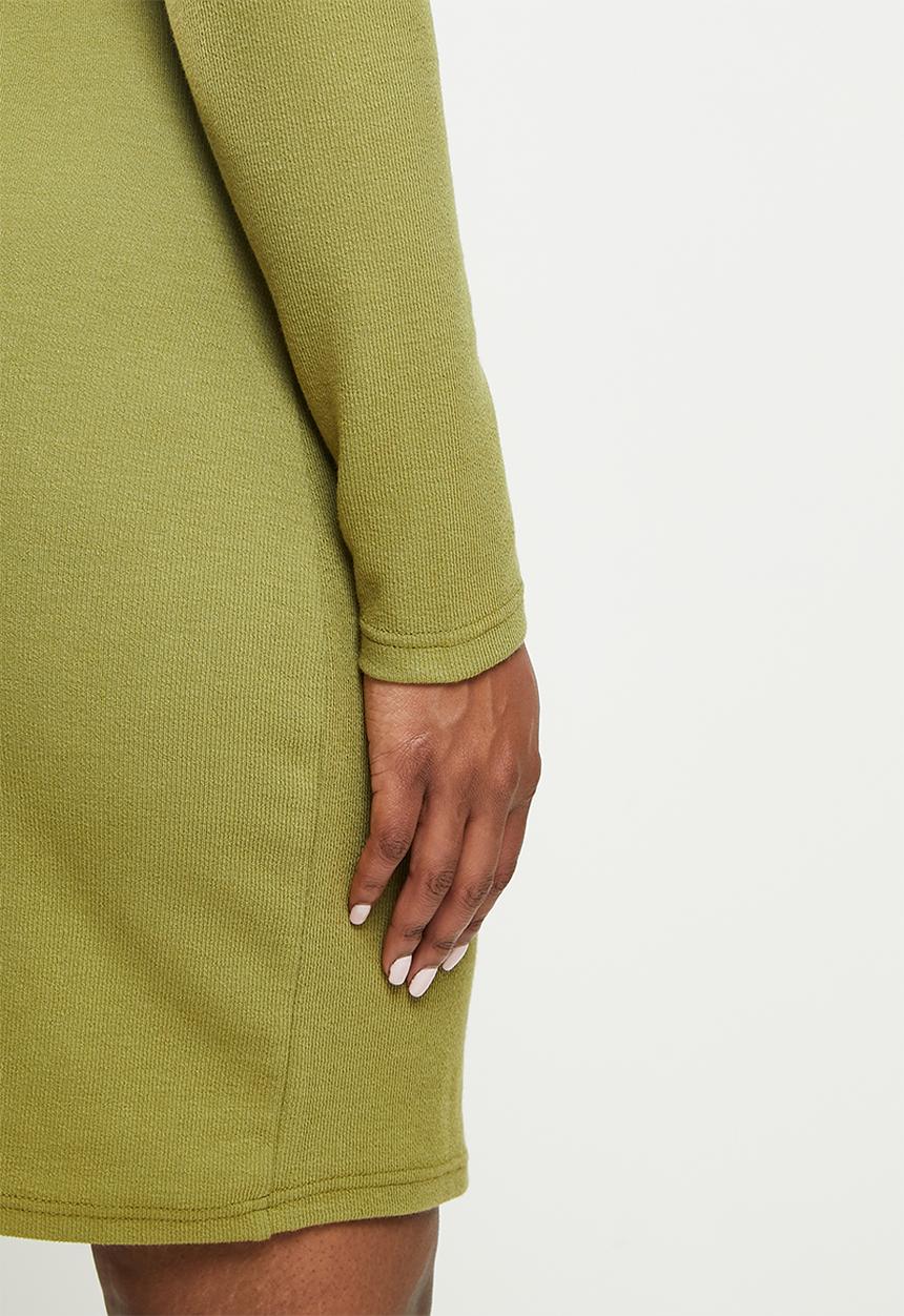 Me&B - Plus fine ribbed dress - sage