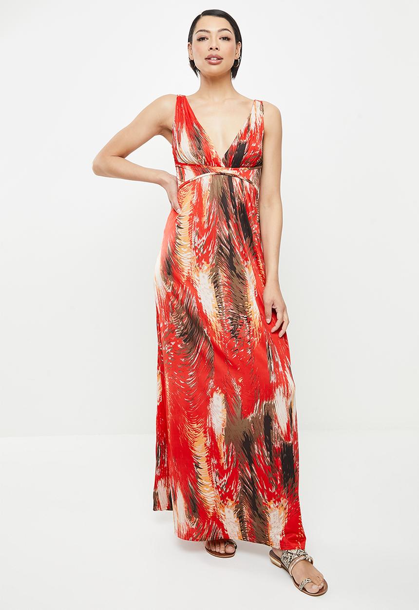 Stella Morgan - Sleeveless maxi printed dress - orange