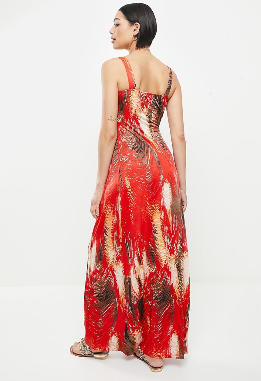Stella Morgan - Sleeveless maxi printed dress - orange