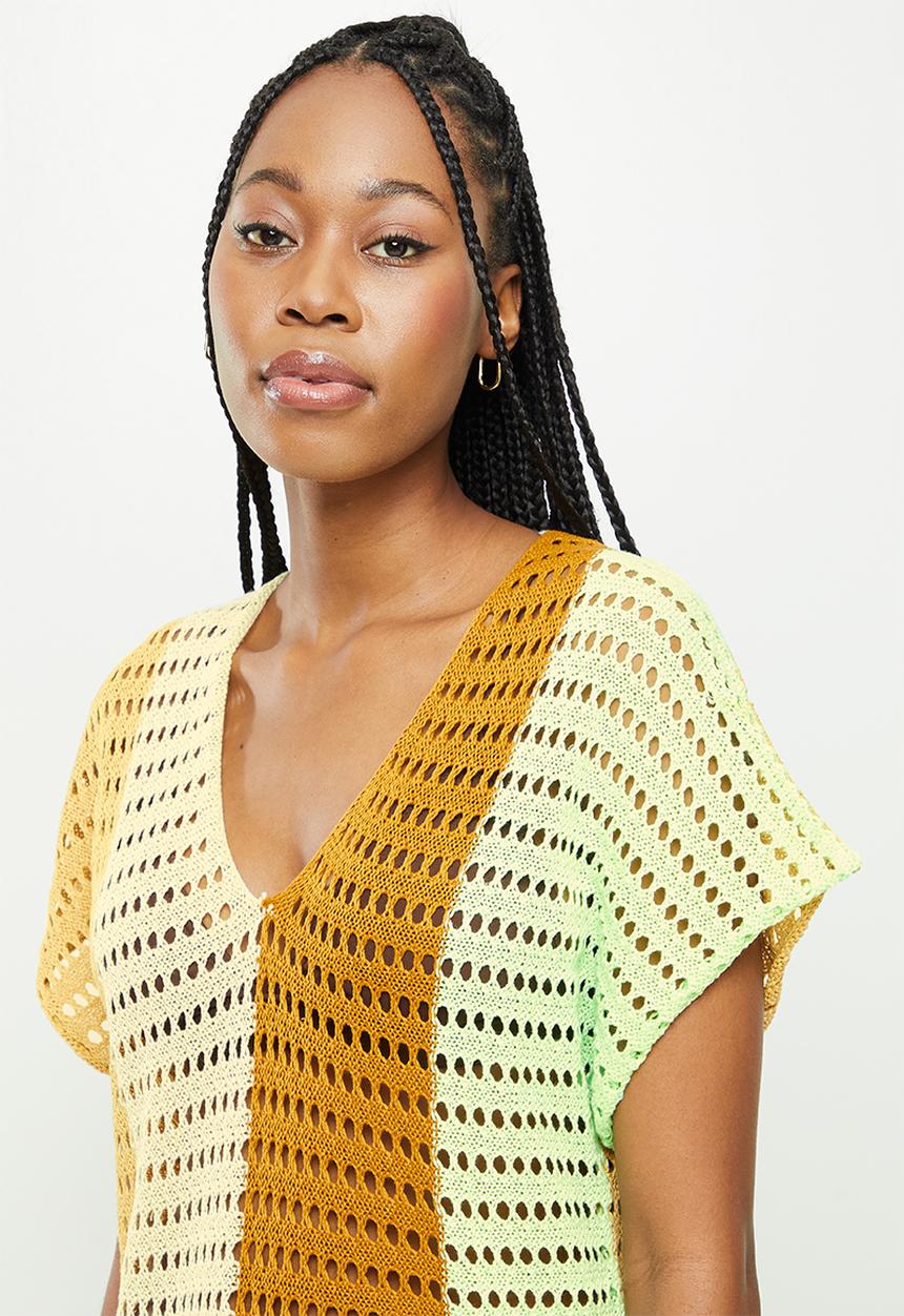 dailyfriday - Low v-neck mini kaftan - multi