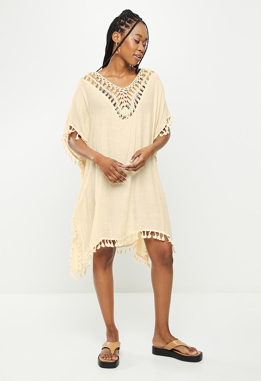 dailyfriday - Fringe low back kaftan - ecru