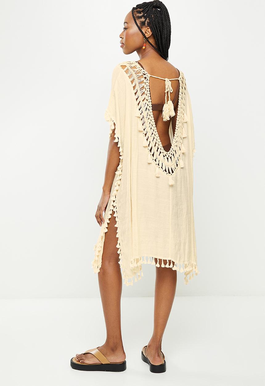 dailyfriday - Fringe low back kaftan - ecru