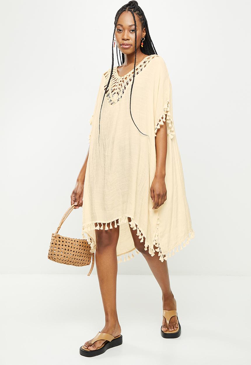 dailyfriday - Fringe low back kaftan - ecru
