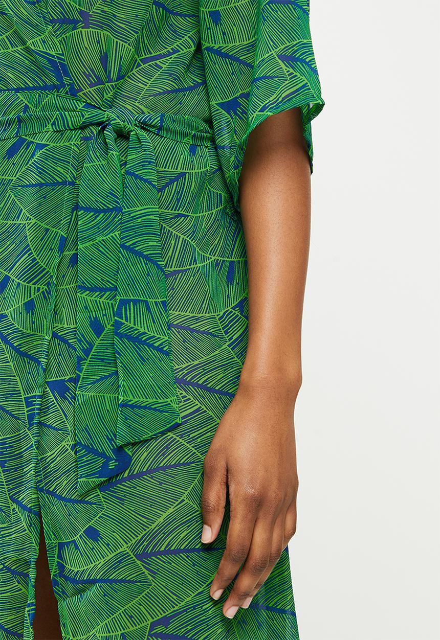 dailyfriday - Short sleeve kaftan - green based print