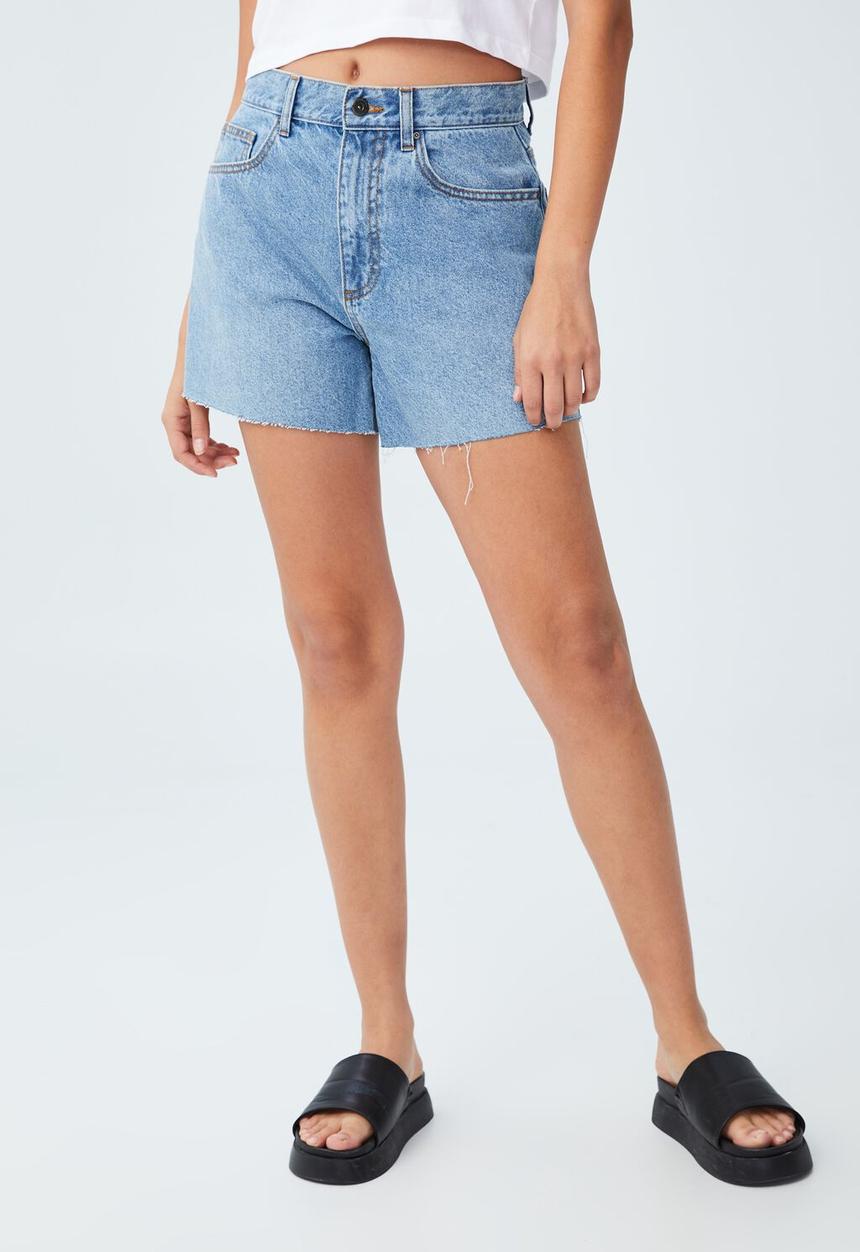 Cotton On - A-line denim short - rain blue