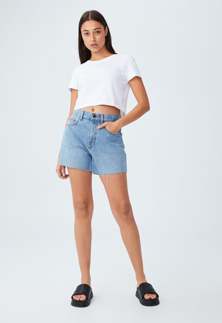 Cotton On - A-line denim short - rain blue