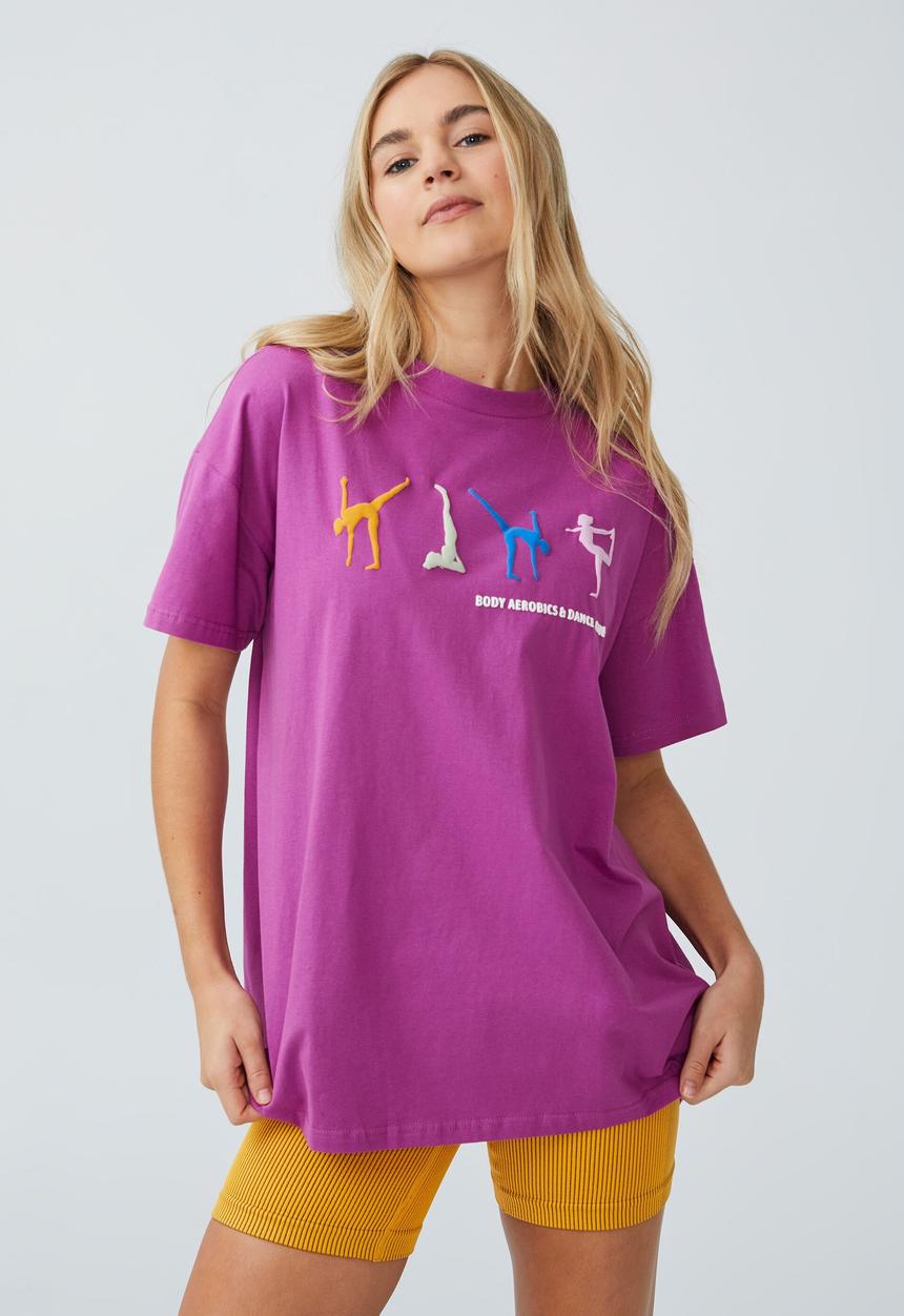 Cotton On - Oversized active tshirt - dark magenta/aerobics