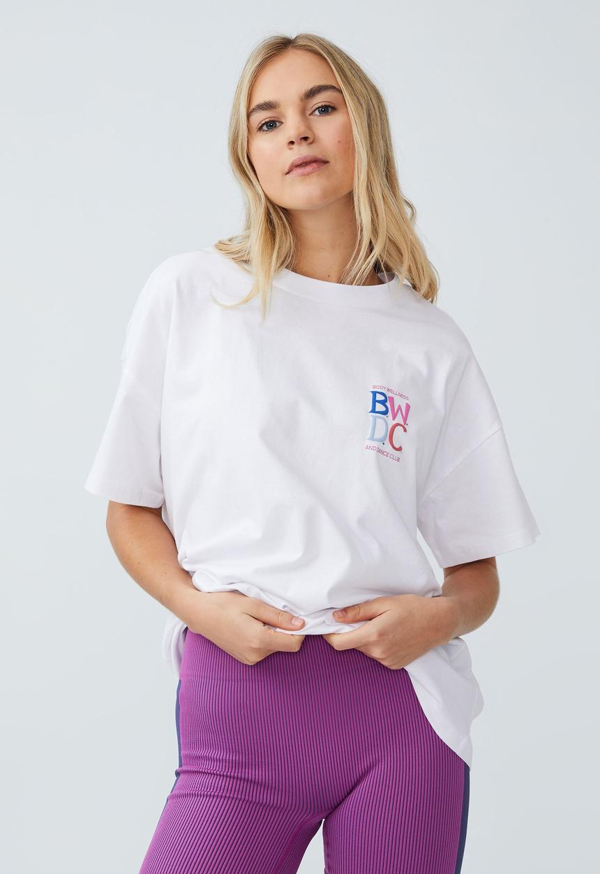 Cotton On - Oversized active tshirt - white/dance club