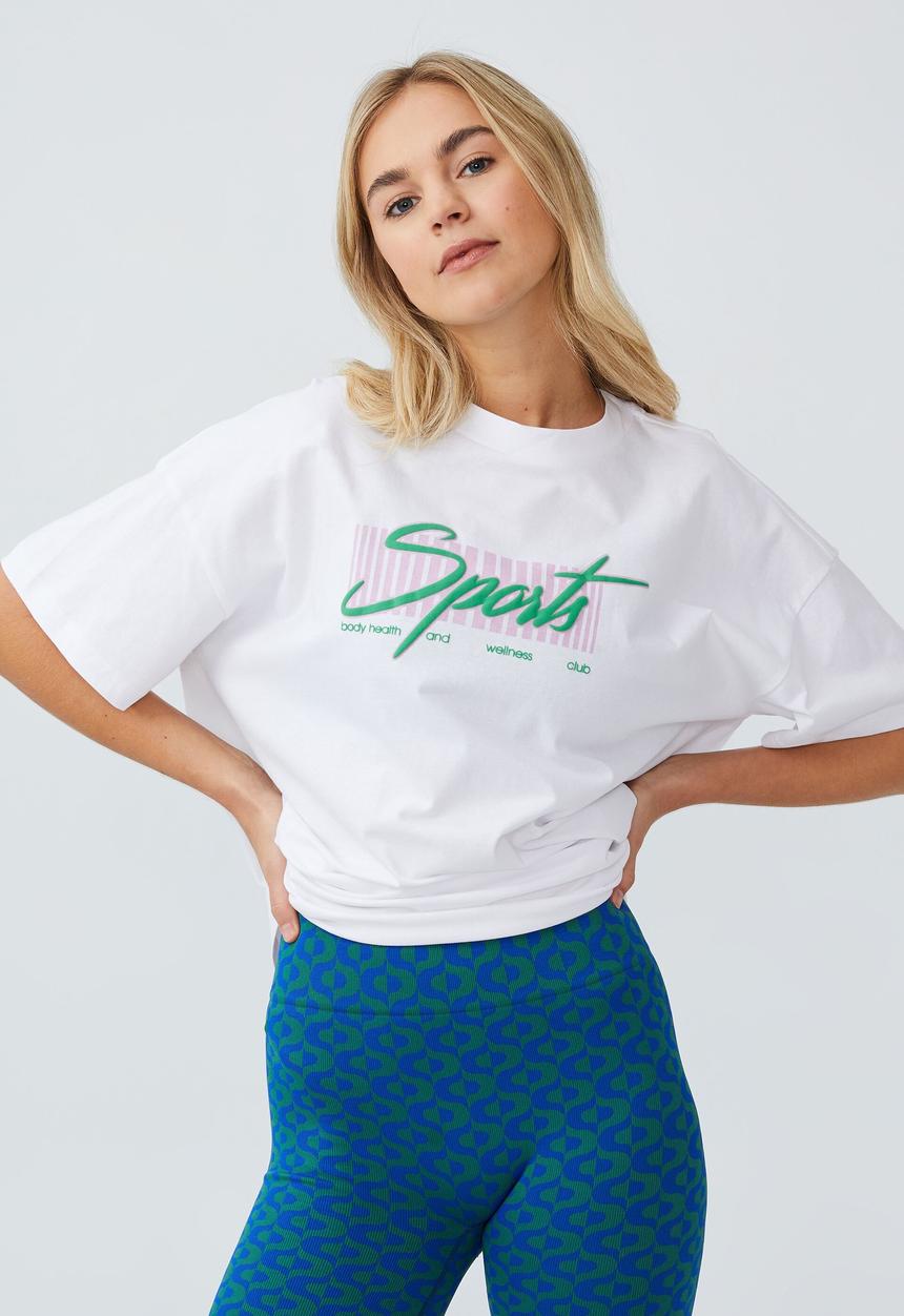 Cotton On - Oversized active tshirt - white/sports club