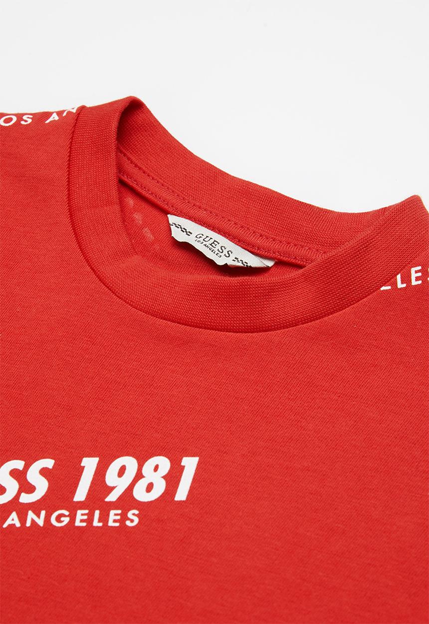 GUESS - Kids oversize short sleeve t-shirt - red & white 
