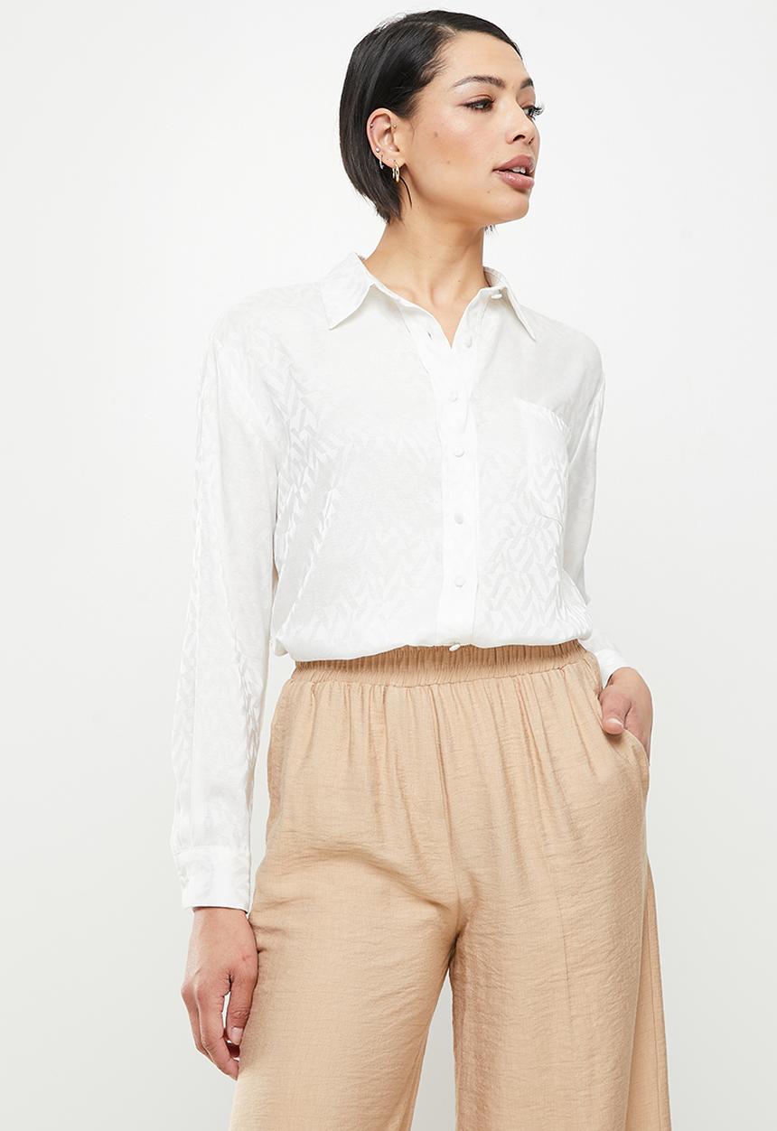 Koton - Classic neck long sleeve shirt - ecru