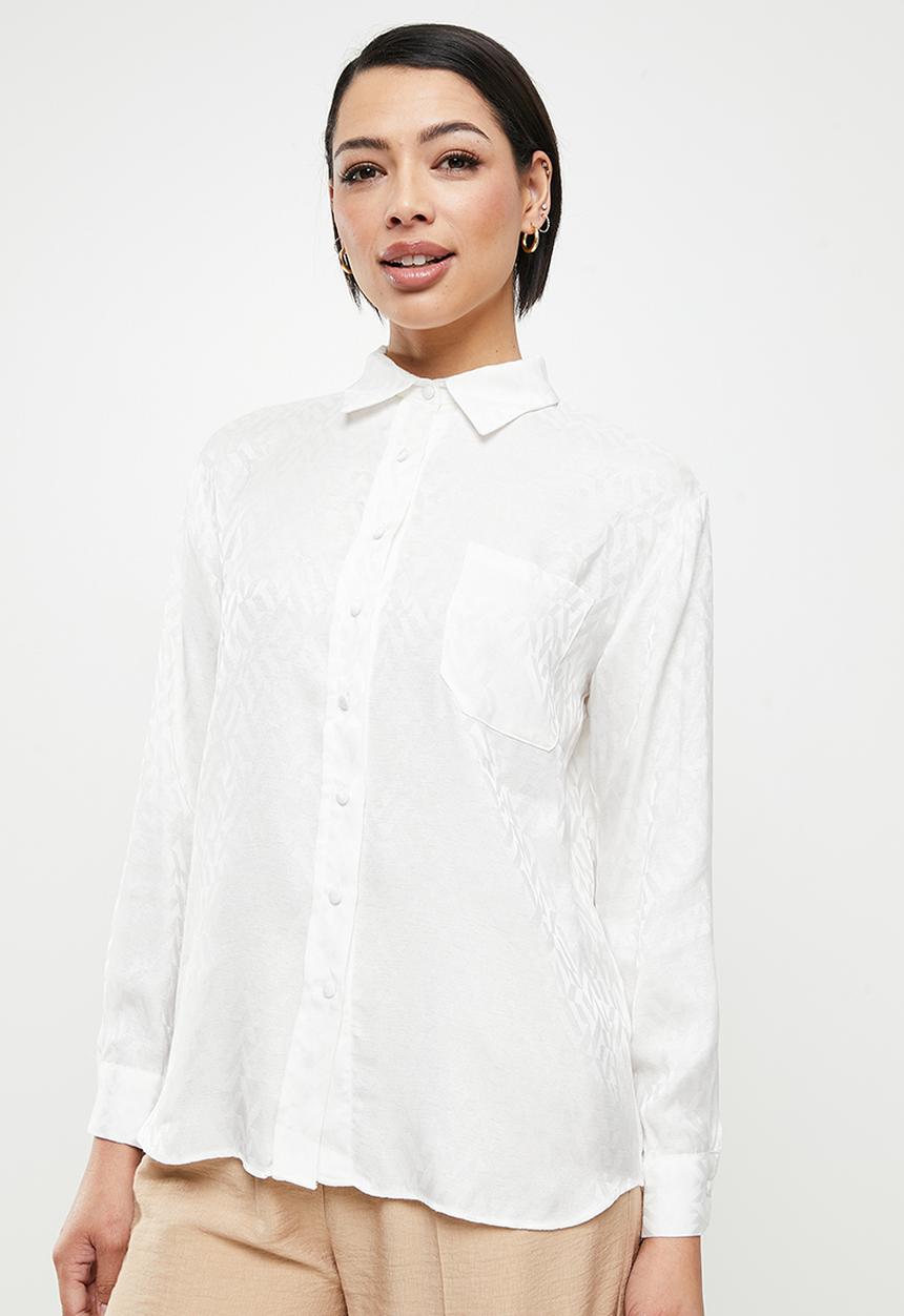 Koton - Classic neck long sleeve shirt - ecru