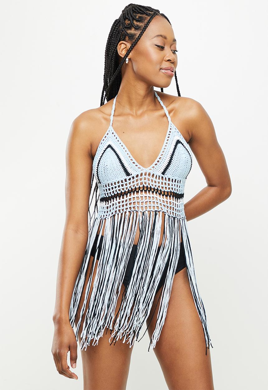 dailyfriday - V-neck fringe kaftan - blue