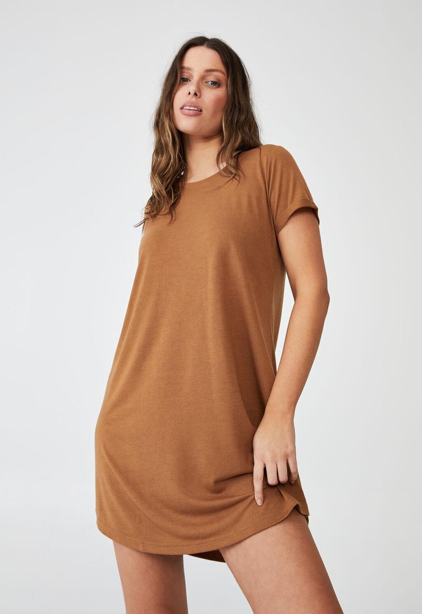 Cotton On - Tina T-shirt dress 2 - bronzed camel