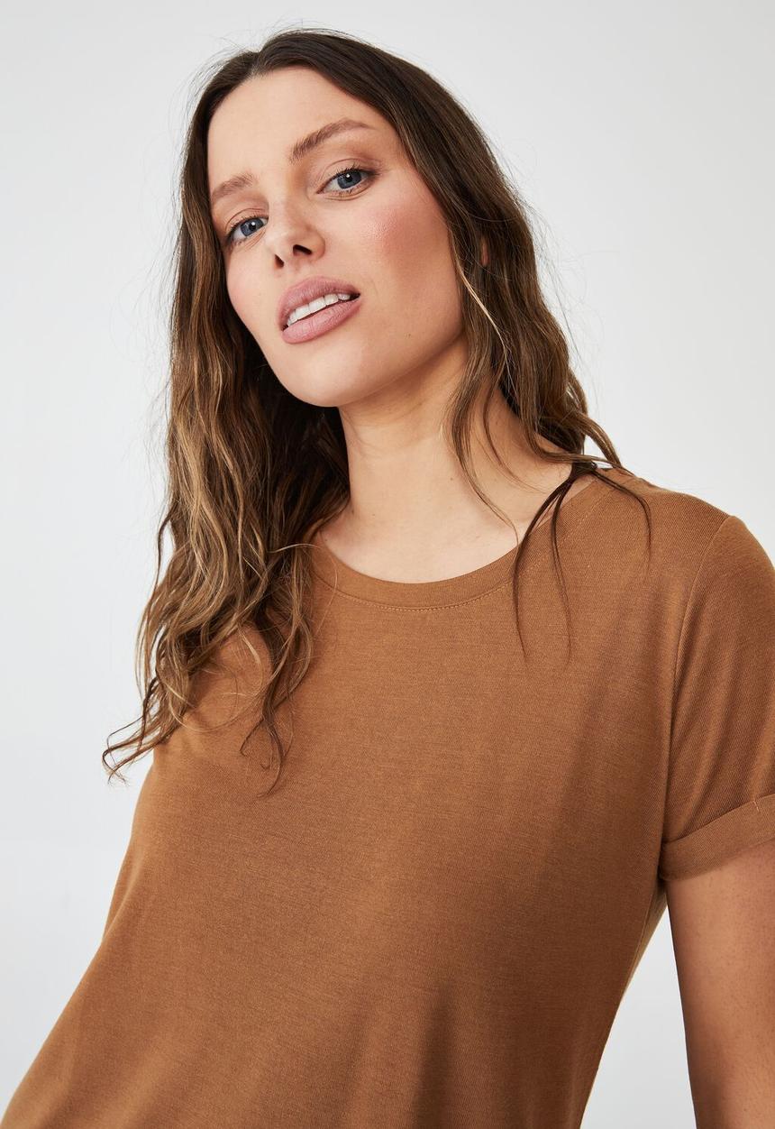 Cotton On - Tina T-shirt dress 2 - bronzed camel